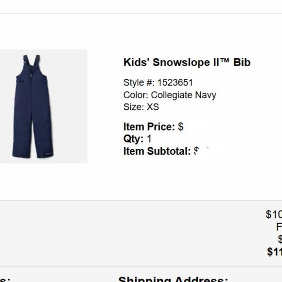 Columbia Kids Navy Blue Snowslope II Snow Bib Overalls Pants Girls XS 5 6 7 - Picture 7 of 7